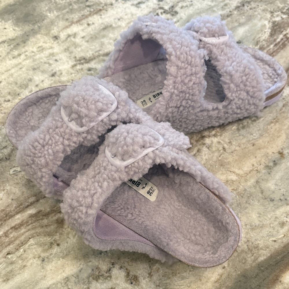 Birkenstock Arizona Genuine Shearling Lavender Fog 38